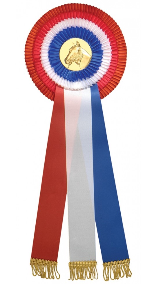 R 07 Kampioensrozet R/W/Bl. Ø 15,5 L: 41 cm Blanco met optie Full-Colour 50 mm afslag